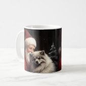 Keeshond mit Weihnachtsfeiern Kaffeetasse (Vorderseite Links)