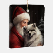 Keeshond mit Weihnachtsfeiern Keramikornament (Rechts)
