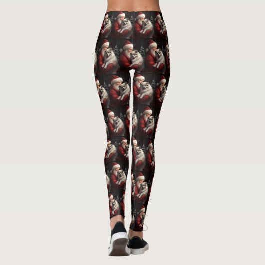 Keeshond mit Weihnachtsfeiern Leggings (Rückseite)