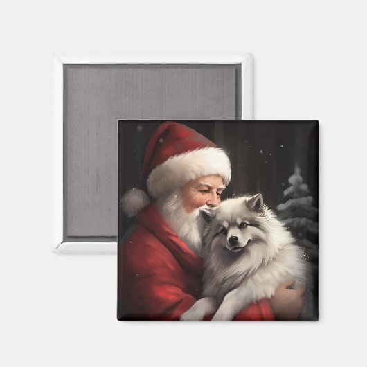 Keeshond mit Weihnachtsfeiern Magnet (Vorderseite/Rückseite)