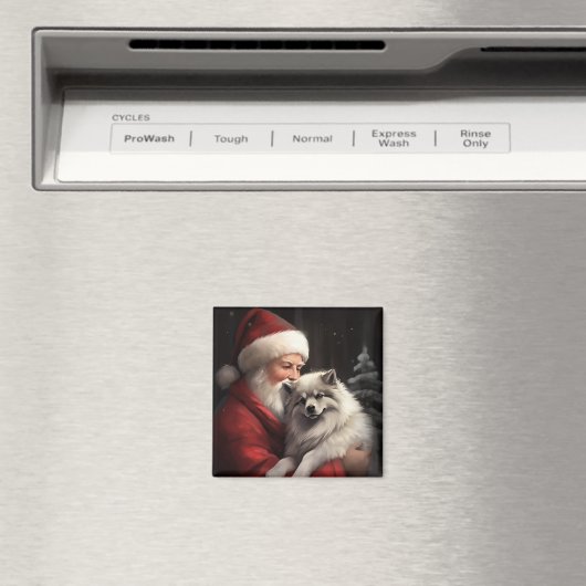 Keeshond mit Weihnachtsfeiern Magnet (In Situ (Geschirrspüler))