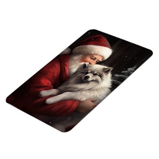Keeshond mit Weihnachtsfeiern Magnet (Linke Seite)