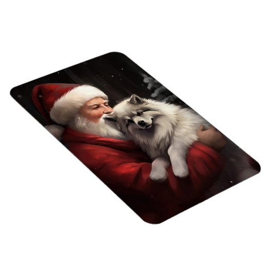 Keeshond mit Weihnachtsfeiern Magnet (Rechte Seite)