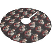 Keeshond mit Weihnachtsfeiern Polyester Weihnachtsbaumdecke (Schrägansicht)