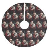 Keeshond mit Weihnachtsfeiern Polyester Weihnachtsbaumdecke (Vorderseite)