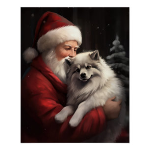 Keeshond mit Weihnachtsfeiern Poster