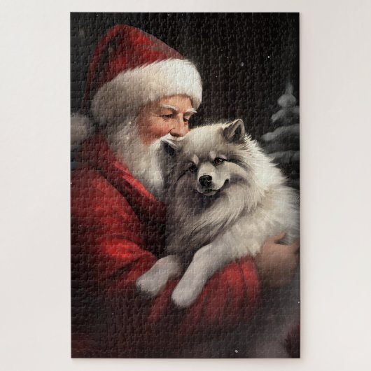 Keeshond mit Weihnachtsfeiern Puzzle (Vertikal)