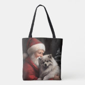 Keeshond mit Weihnachtsfeiern Tasche (Rückseite)