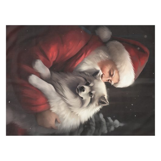 Keeshond mit Weihnachtsfeiern Tischdecke (Vorderseite (Horizontal))