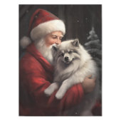 Keeshond mit Weihnachtsfeiern Tischdecke (Vorderseite)