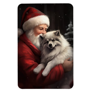Keeshond mit Weihnachtsmann Festives Weihnachten Magnet