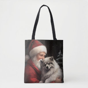 Keeshond mit Weihnachtsmann Festives Weihnachten Tasche