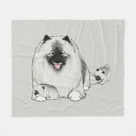 Keeshond mit Welpen | Niedlich Keesie Dog Family Fleecedecke