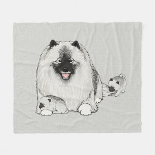 Keeshond mit Welpen Niedlich Keesie Dog Family Fleecedecke