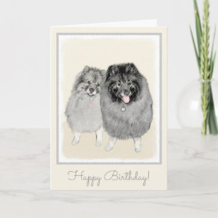 Keeshond Mom and Son Painting - Original Dog Art Karte