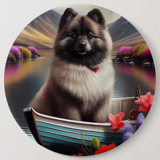 Keeshond on a Paddle: Ein Landschaftliches Abenteu Button (Vorderseite)