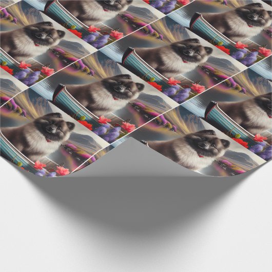 Keeshond on a Paddle: Ein Landschaftliches Abenteu Geschenkpapier (Ecke)