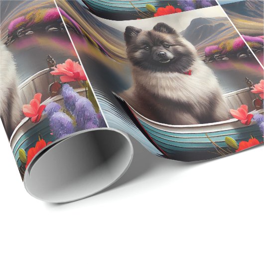 Keeshond on a Paddle: Ein Landschaftliches Abenteu Geschenkpapier (Rolleneckpunkt)