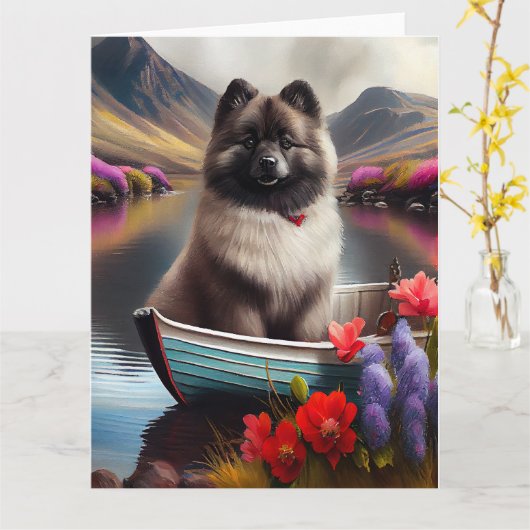 Keeshond on a Paddle: Ein Landschaftliches Abenteu Karte (Gelbe Blume)