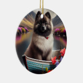 Keeshond on a Paddle: Ein Landschaftliches Abenteu Keramik Ornament (Rechts)