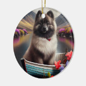 Keeshond on a Paddle: Ein Landschaftliches Abenteu Keramik Ornament (Links)