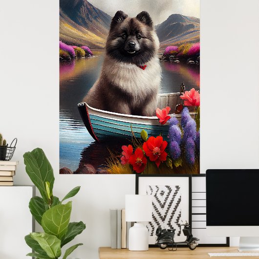 Keeshond on a Paddle: Ein Landschaftliches Abenteu Poster (Heimbüro)