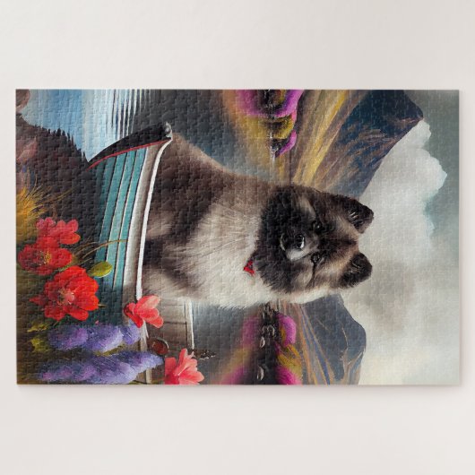 Keeshond on a Paddle: Ein Landschaftliches Abenteu Puzzle (Horizontal)