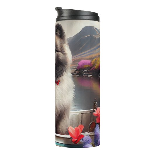 Keeshond on a Paddle: Ein Landschaftliches Abenteu Thermosbecher (Nach rechts gedreht)