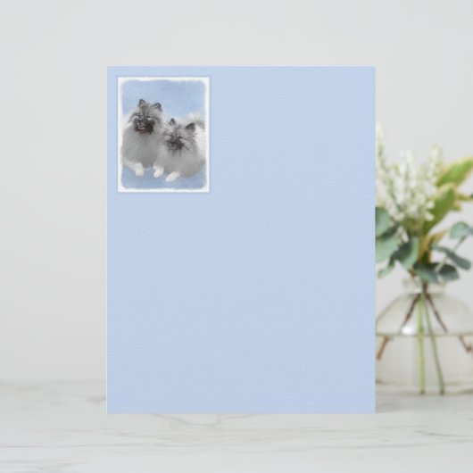 Keeshond Pair of Kees Painting Original Animal Art (Stehend Vorderseite)