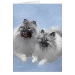 Keeshond Pair of Kees Painting Original Animal Art