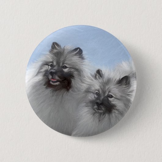Keeshond Pair of Kees Painting Original Animal Art Button (Vorderseite)