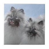 Keeshond Pair of Kees Painting Original Animal Art Fliese (Vorderseite)