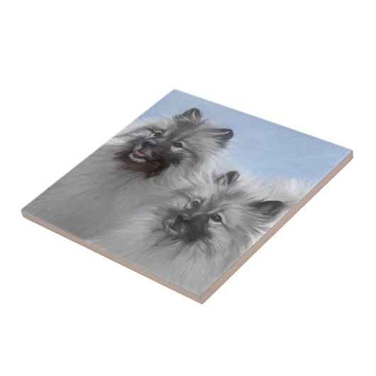 Keeshond Pair of Kees Painting Original Animal Art Fliese (Seite)