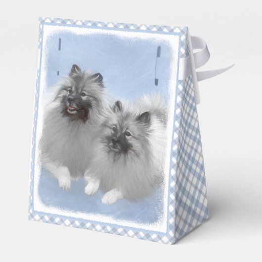 Keeshond Pair of Kees Painting Original Animal Art Geschenkschachtel (Rückseite)