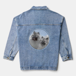 Keeshond Pair of Kees Painting Original Animal Art Jeansjacke