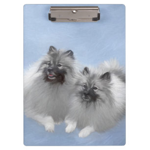 Keeshond Pair of Kees Painting Original Animal Art Klemmbrett