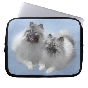Keeshond Pair of Kees Painting Original Animal Art Laptopschutzhülle