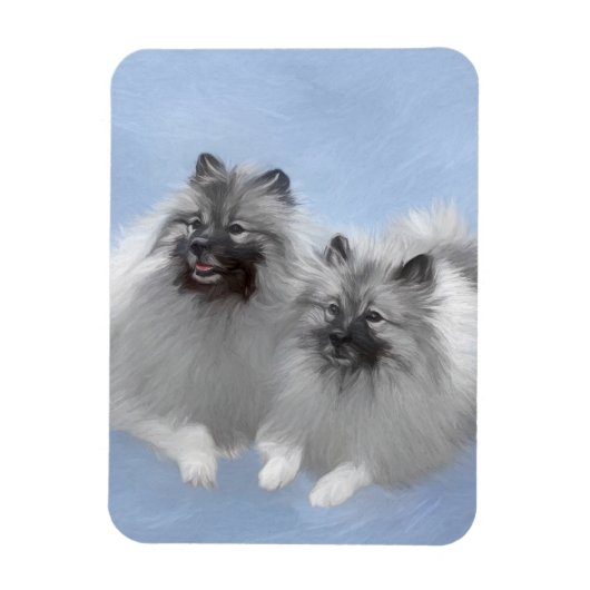 Keeshond Pair of Kees Painting Original Animal Art Magnet (Vertikal)