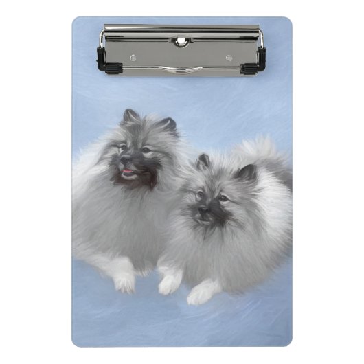 Keeshond Pair of Kees Painting Original Animal Art Mini Klemmbrett (Vorderseite)