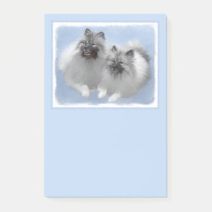 Keeshond Pair of Kees Painting Original Animal Art Post-it Klebezettel