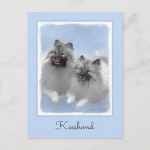 Keeshond Pair of Kees Painting Original Animal Art Postkarte