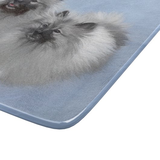 Keeshond Pair of Kees Painting Original Animal Art Schneidebrett (Ecke)