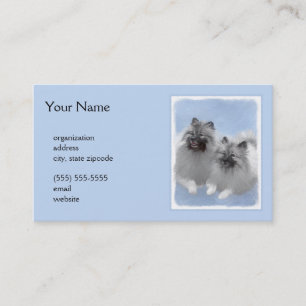 Keeshond Pair of Kees Painting Original Animal Art Visitenkarte