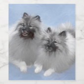 Keeshond Pair of Kees Painting Original Animal Art Weinetikett (Einzelnes Label)