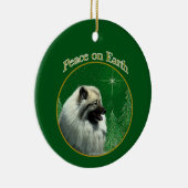 Keeshond Peace Schlüsselanhänger Keramik Ornament (Rechts)