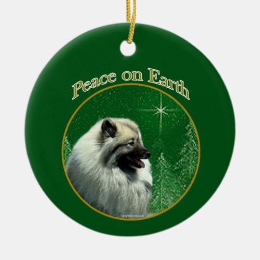 Keeshond Peace Schlüsselanhänger Keramik Ornament (Vorne)