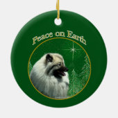 Keeshond Peace Schlüsselanhänger Keramik Ornament (Hinten)