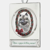 Keeshond Personalisiert Christmas Banner-Ornament Silber (Links)