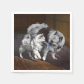 Keeshond Play-time Malerei - Niedliche Original Hu Serviette (Vorderseite)