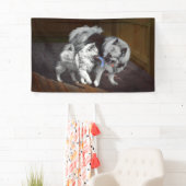 Keeshond Playtime Malerei - Niedliche Original Dog Banner (Insitu)